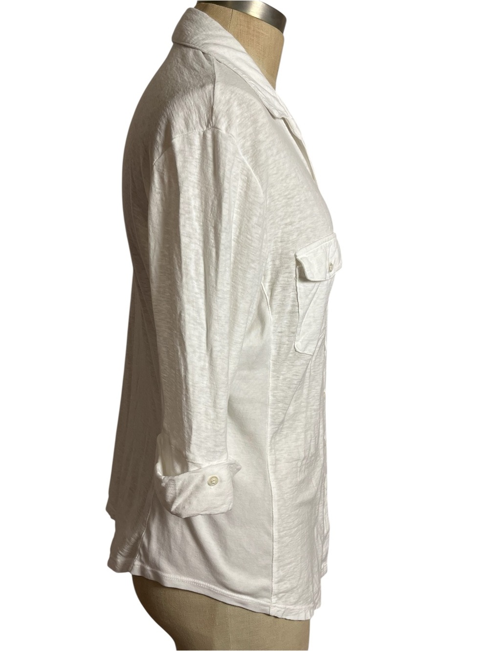 James Perse White Sheer Slub Side Panel Button Down Shirt —  4 XL - Picture 5 of 13